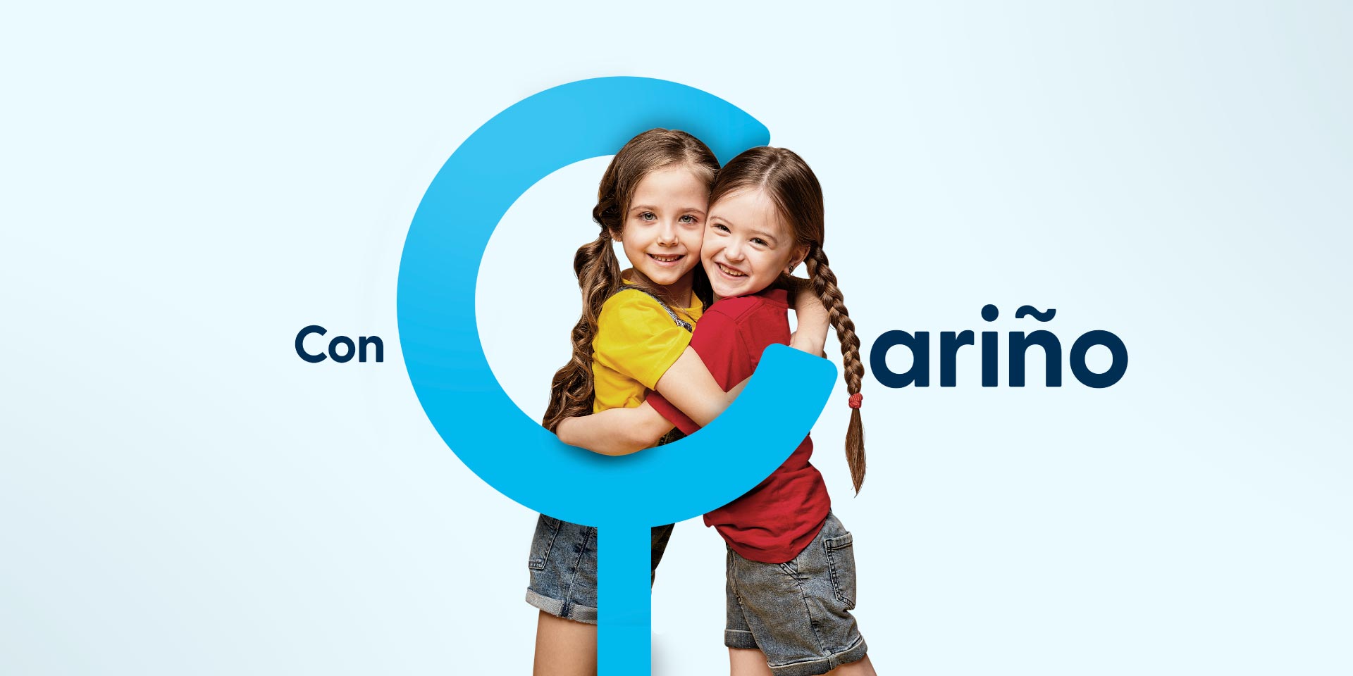 Banner de dos niñas con cancer abrazándose